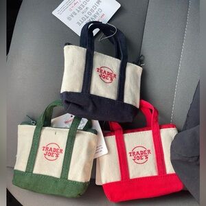 Trader Joe's Canvas Mini Tote Set - Red, Green, Black